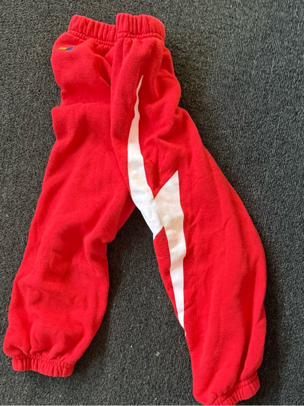 Toddler Aviator Nation Red Sweatpants with White Lightning Stripe 2T